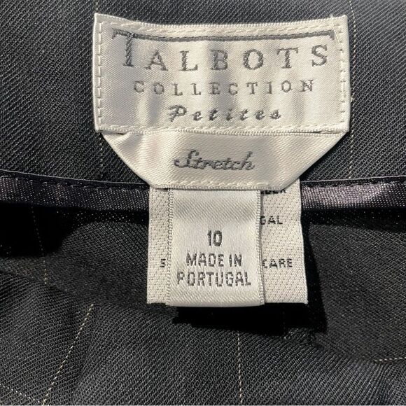 Talbots Collection Petites Women's Navy Plaid Trousers Size 10P Stretch - Picture 7 of 11